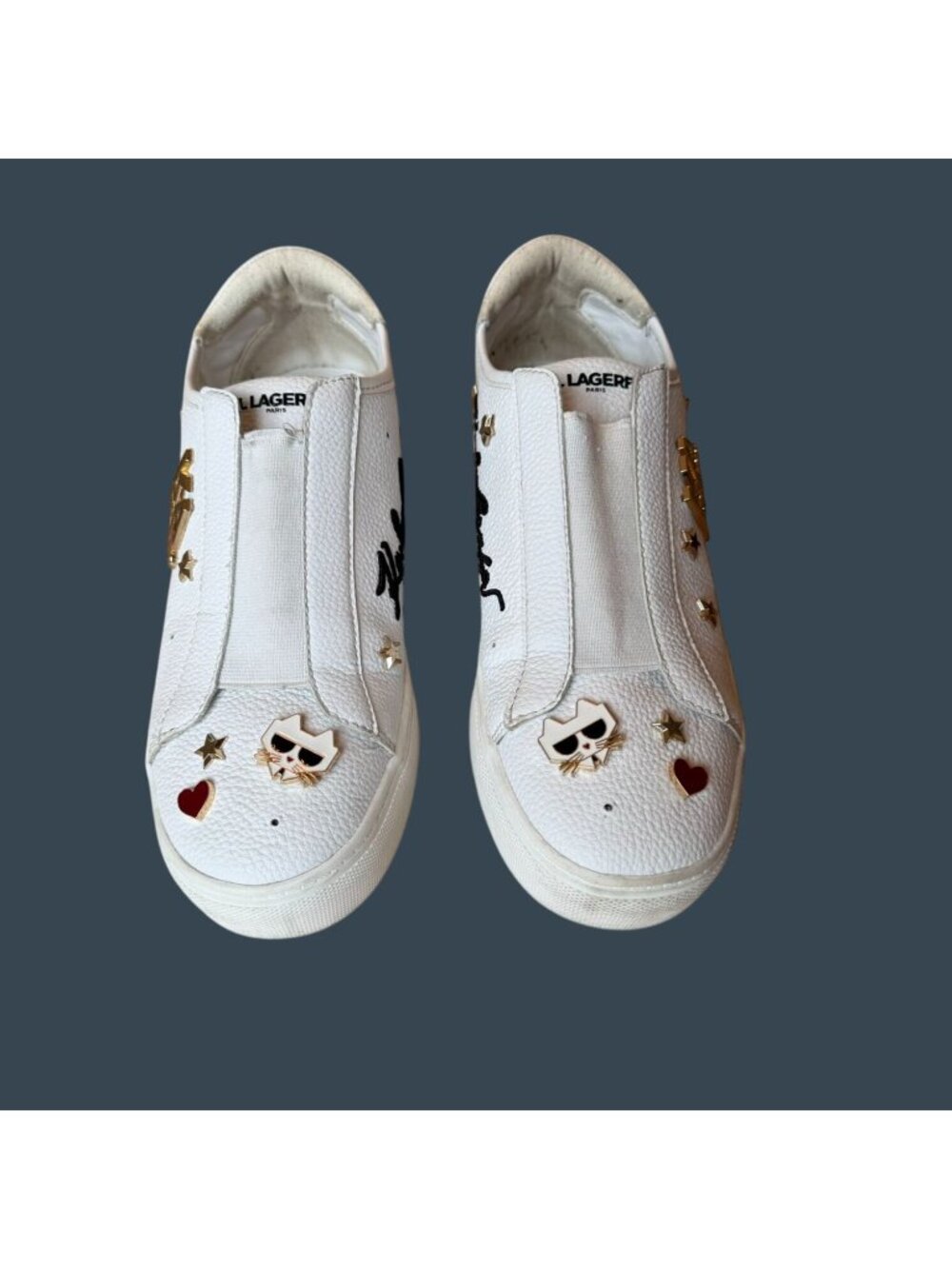 Karl Lagerfeld Paris Caitie White Slip-On Platform Sneakers Women's Size 8M - Picture 2 of 10